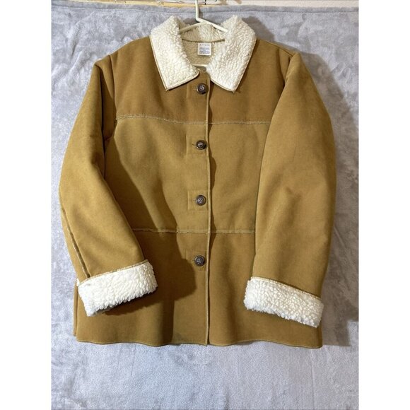 Women’s Avon Penny Lane Coat Tan Sherpa Lined Size Large - Picture 2 of 11